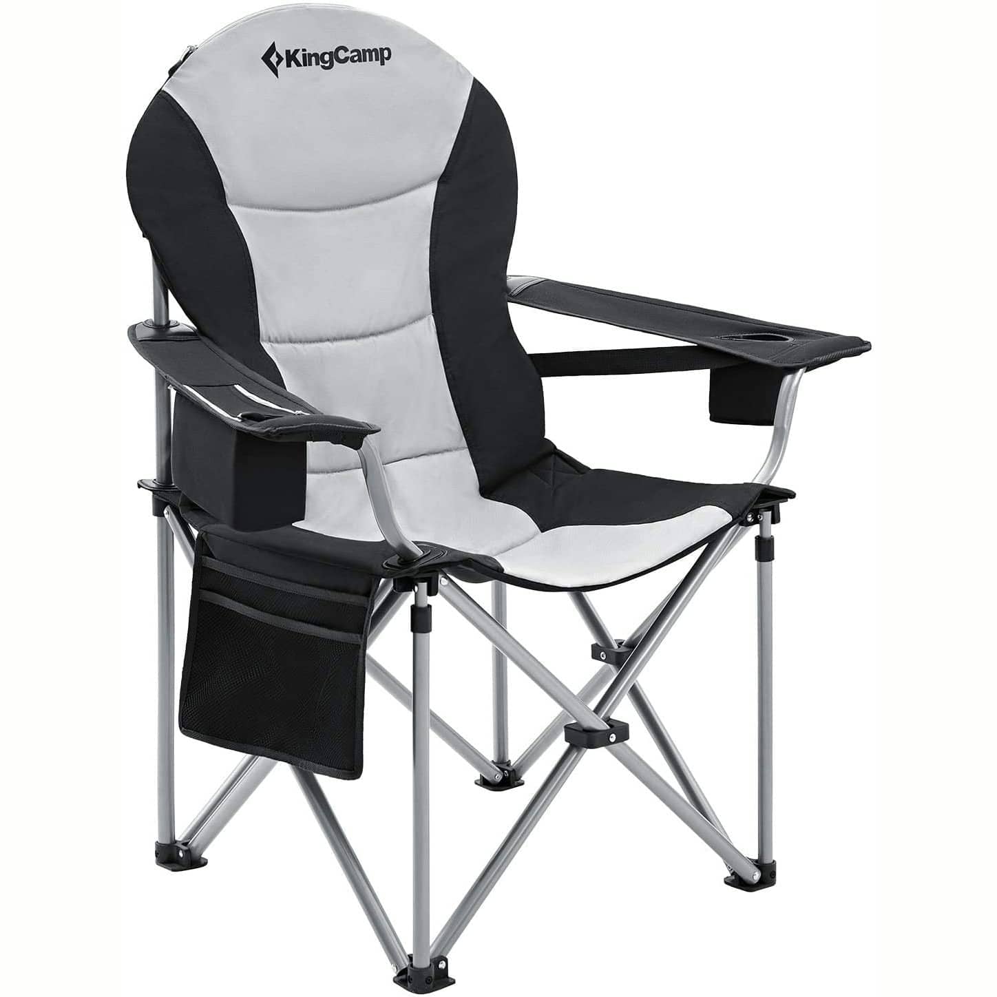 8. KingCamp Oversized Heavy Duty Padded Outdoor Camping Folding Chair With Lumbar Back Support Cooler Armrest Cup Holder Side Pocket Supports 353 Lbs 