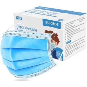 BLScode Disposable Kids Face Protective Masks, 3-Layer Facial Cover Masks with Elastic Ear Loops, Comfortable Universal Design