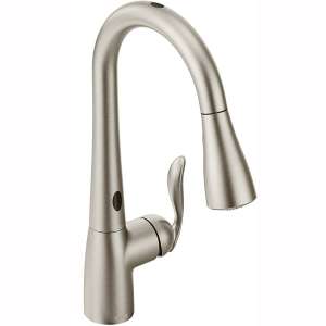 Moen 7594ESRS Arbor Motionsense Two-Sensor Touchless One-Handle Pulldown Kitchen Faucet Featuring Power Clean