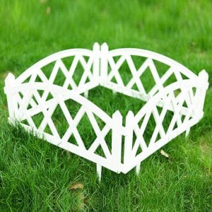 Sungmor Pack of 4 Garden Plastic Rail Fence White Pickets,94.5 Inch Length Outdoor Lawn Patio Protective Guard Edging Boarder Decoration