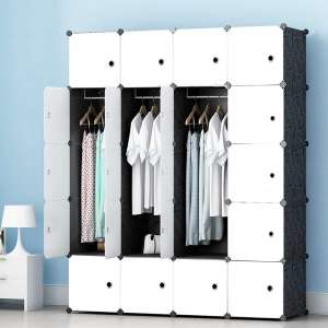 JOISCOPE Portable Wardrobe for Hanging Clothes, Combination Armoire, Modular Cabinet for Space Saving, Ideal Storage Organizer Cube for Books