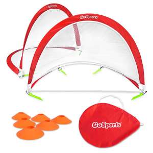 GoSports Foldable Pop Up Soccer Goal Nets, Set of 2, With Agility Training Cones