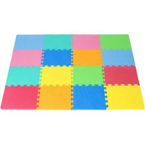 ProSource Kids Foam Puzzle Floor Play Mat with Solid Colors