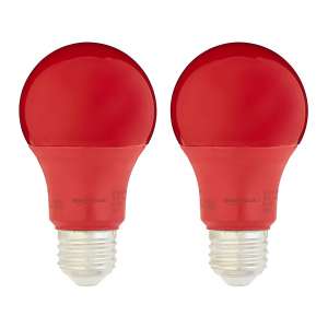 AmazonBasics 60W Equivalent A19 LED Red Light Bulb 2 Pack