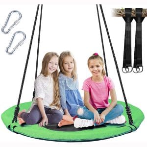 WV WONDER VIEW Tree Swing, Outdoor Swing with Hanging Strap Kit, 40 Inch Diameter 600lb Weight Capacity