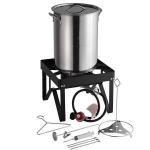 Backyard Pro 30 Qt. STAINLESS STEEL Turkey Deep Fryer Kit Steamer Pot Propane LP