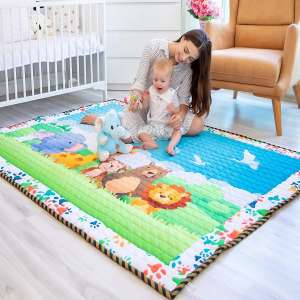 Moiré Baby 3D Paper Craft Animal Learning Play Mat Extra Large 76 in. x 58 Padded Crawling Carpet for Babies (3D Paper Craft Animal)