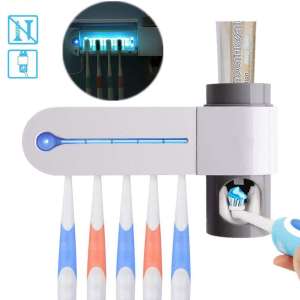 Good voice Toothbrush Holder, Toothpaste Dispenser with 5 Toothbrush Holder Wall Mounted