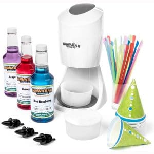 Hawaiian Shaved Ice S900A Shaved Ice and Snow Cone Machine with 3 Flavor Syrup Pack and Accessories