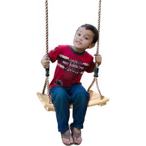 SUMMERSDREAM Little Kids Trees Wood Swing – Wooden Swingset Seat with Adjustable Length Heavy Duty Rope