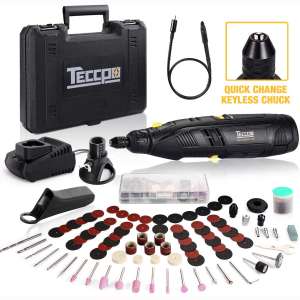 Cordless, TECCPO 12V Powerful Tool Kit with 2.0Ah Li-ion Battery, Universal Keyless Chuck, 1-Hour Fast Charger