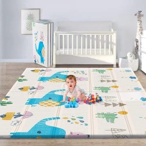 Gimars XL BPA Free 0.4 in Reversible Foldable Baby Play Mat, Waterproof Thick Foam Floor Baby Crawling Mat, Portable Baby Playmat for Infants