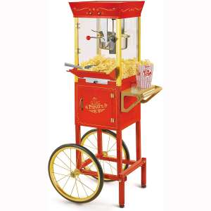 Nostalgia Concession CCP510 Vintage Professional Popcorn Cart-New 8-Ounce Kettle-53 Inches Tall-Red