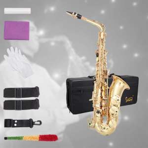  Glarry Student Alto Eb SAX Saxophone Gold Lacquer