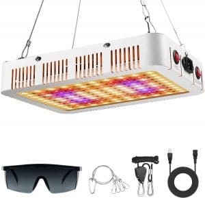 Ismile 1000W LED Grow Light Full Spectrum Veg and Flower Indoor Plants Growing Lamp with Daisy Chain Rope Thermometer for Greenhouse Hydroponic