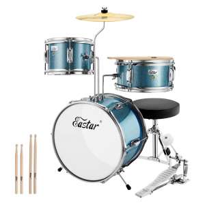 Eastar 14 inch Kids Drum Set Age 5 Real 3 Pieces with Throne
