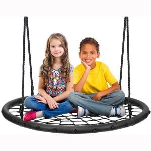 Sorbus Spinner Swing – Kids Round Web Swing – Great for Tree, Swing Set, Backyard, Playground, Playroom – Accessories Included