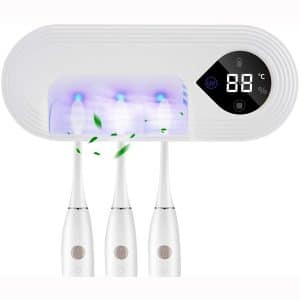 UV Toothbrush Holder with Auto Drying Function, Wall Mounted Electric Toothbrush Sanitizer Holder for Bathroom, Toothbrush Organizer Suitable for Damp Location