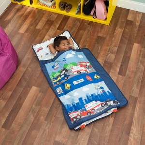 Everyday Kids Toddler Mat with Removable Pillow -Fire Police Rescue