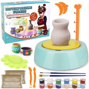 Pottery Wheel Kit for Kids, Handmade Artist Paint Pottery Studio, Ceramic Machine with Sculpting Clay Educational Handicraft DIY Toy Art Craft Kit for Boys Girls Beginners