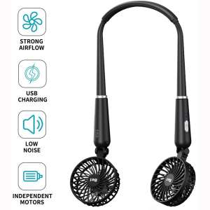 Be1 Personal Neck Fan,Hand-Free Fan,USB Battery Operated Neckband Fan for Sports Home Office,2 Speeds Left and right control