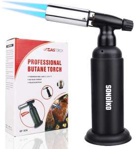 Sondiko Big Butane Torch - Adjustable Double Flame Culinary Torch Refillable Industrial Torch - Blow Torch Lighter with Safety Lock for Soldering