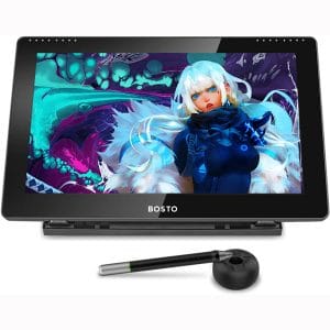 Drawing Tablet with Screen 15.6 Inch, IPS Screen Battery-Free Stylus 8192 Pressure Tilt Graphics Tablet Display Tablet for Online Teaching Design Painting