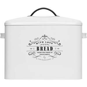 Extra Large White Bread Boxes for Kitchen Counter Holds