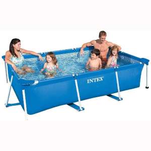 Intex 86" x 23" Rectangular Frame Above Ground Outdoor Child Safe Splash Swimming Pools