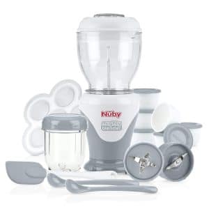 Nuby Mighty Blender with Cook Book, 22-Piece Infant Food Maker Set, Cool Gray