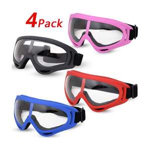 Valleycomfy 4 Pack Riding Safety Glasses Motorcycle Goggles Skiing Goggles