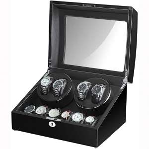 Maselex 4 Watch Winder Box for Automatic Watches with 6 Storages and Quiet Mabuchi Motor