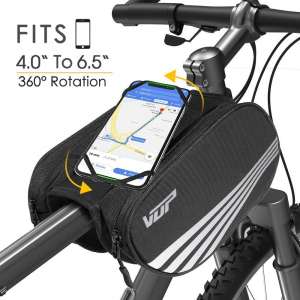 VUP Bike Front Frame, Universal Bicycle Motorcycle Handlebar, Top Tube with 360° Rotation Cell Mobile Holder