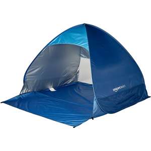 AmazonBasics Pop-up Beach Tent Sun Shade Shelter - 65 x 58.9 x 43.5 Inches, Blue