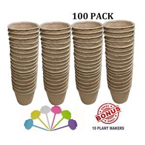 Chang’e Biodegradable 100 Pack Peat Pots for Seedling