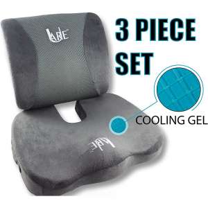 SET Cool Gel Memory Foam Seat Cushion with Rain Cover and Lumbar Support Pillow for Office Chair and Car Seat Cushions