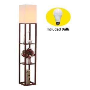HomeFocus Floor Lamp with an LED Bulb, Walnut Brown