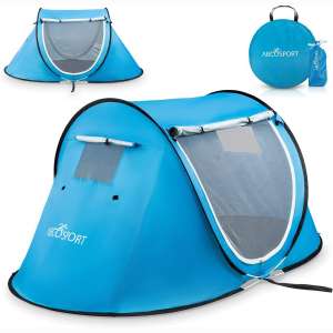 Pop Up Tent - Automatic Instant Tent - Portable Cabana Beach Tent - Fits 2 People - Windows and Doors on Both Sides - Water Resistant, UV Protection Sun Shelter - Carry Bag Included