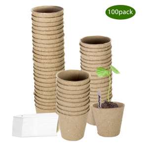 ZOUTOG 3 Inches 100 Pack Round Biodegradable Peat Pots