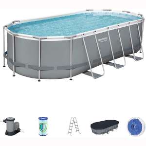 Bestway Power Steel 18 x 9 x 4 Foot Above Ground Swimming Pool Set with Pump