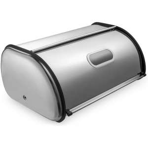 Deppon Bread Box for Kitchen Counter, Matte Stainless Steel Bread Storage Bin Container