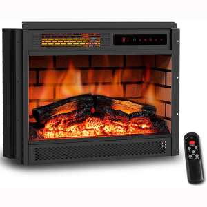 LIFEPLUS 23" Electric Fireplace Insert Infrared Quartz Recessed Heater with Remote Control 12h Timer