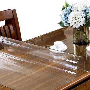 ETECHMART 24 x 48 Inches Clear PVC Tablecloth Cover Protector, 1.5mm Thick Custom Plastic Desk Pad