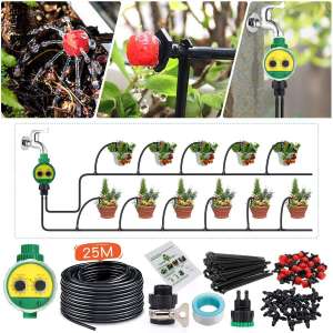 KINGSO Drip Irrigation Kit for Lawn, Patio and Flower Bed