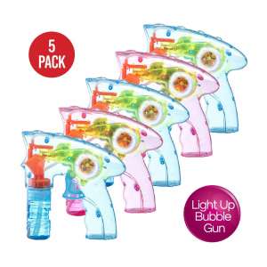 Pretex Pack of 5 Wind Up Bubble Gun Shooter LED Light Up
