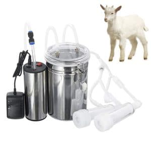 Goat Milking Machine Kit for Sheep Portable Electric Milker Milking Machine with 2 Teat Cups, Adjustable Vacuum Pump Food Silicone Grade Hose 2L