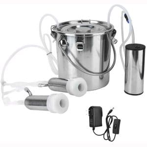 Electric Milking Machine Kit,5L Portable Stainless Steel Household High Configuration Double Head Electric Milking Machine with Vacuum-Pulse Pump for Sheep Goat Cow