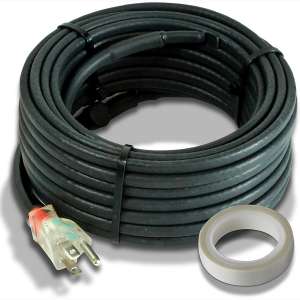 Heat Cable for Pipe Freeze Protection, 60 feet, with Built-in Thermostat and 16 Feet of High-Temp Installation Tape, Heavy-Duty, Self-Regulating, 120 volt