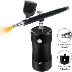 LATITOP Upgraded Auto Mini Airbrush Kit with Air Compressor and 0.4mm Nozzles, Portable Handheld Dual-Action Cordless Airbrush Gun Set