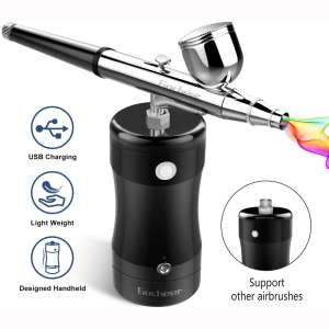 Gocheer Professional Airbrush Kit, Mini Airbrush Single Action Model Airbrush Gun USB Rechargeable Air Brush Pen